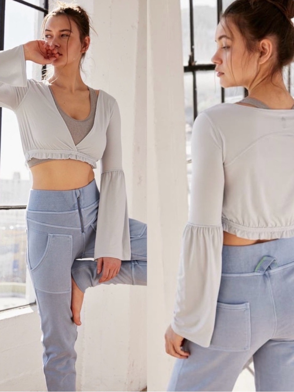 Free People Movement Movin On Up Light Blue Tissue Weight Crop Top